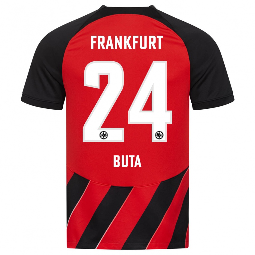 Herren Aurélio Buta #24 Rot Schwarz Heimtrikot Trikot 2023/24 T-Shirt Belgien