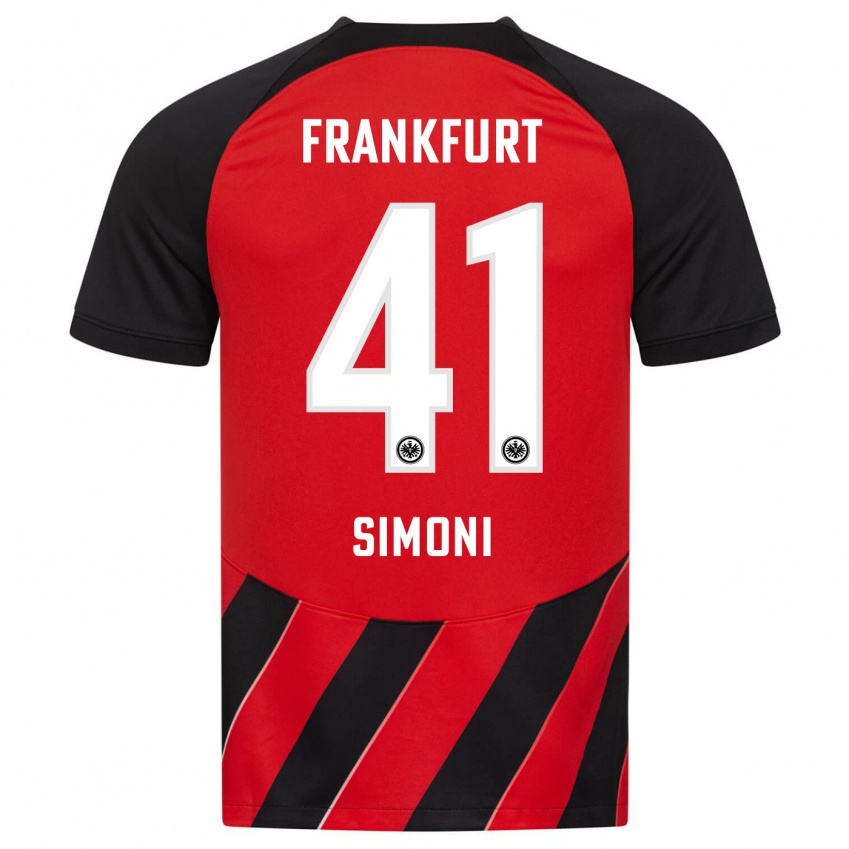 Herren Simon Simoni #41 Rot Schwarz Heimtrikot Trikot 2023/24 T-Shirt Belgien