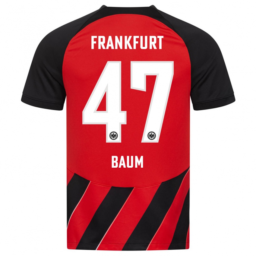 Herren Elias Baum #47 Rot Schwarz Heimtrikot Trikot 2023/24 T-Shirt Belgien