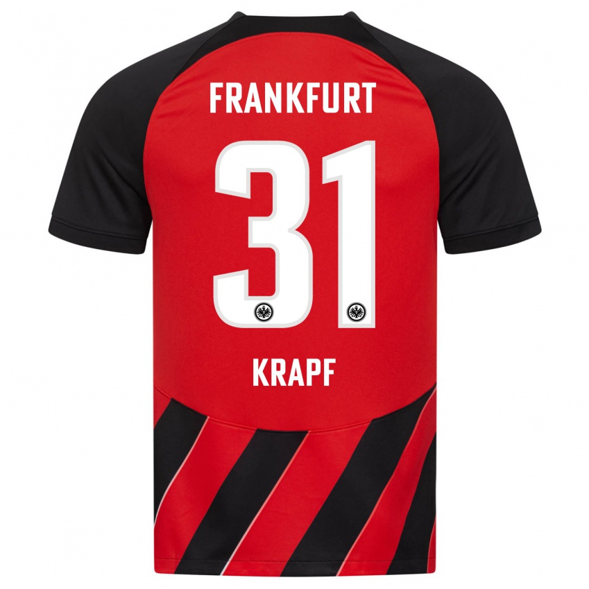 Herren Maximilian Krapf #31 Rot Schwarz Heimtrikot Trikot 2023/24 T-Shirt Belgien