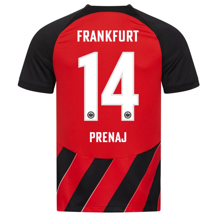 Herren Christian Prenaj #14 Rot Schwarz Heimtrikot Trikot 2023/24 T-Shirt Belgien