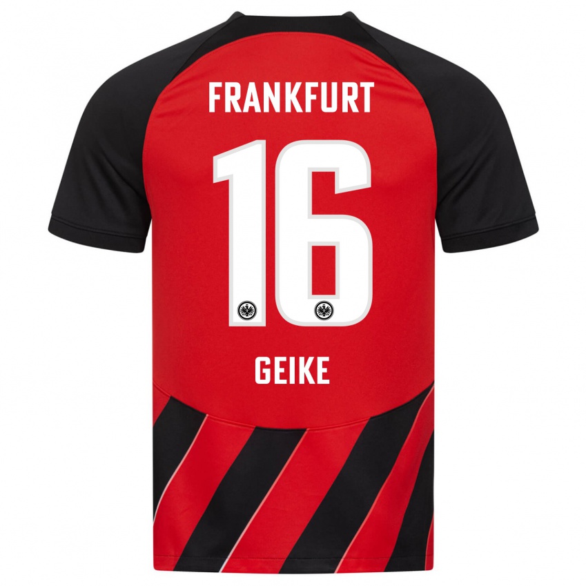 Herren Jonah Geike #16 Rot Schwarz Heimtrikot Trikot 2023/24 T-Shirt Belgien