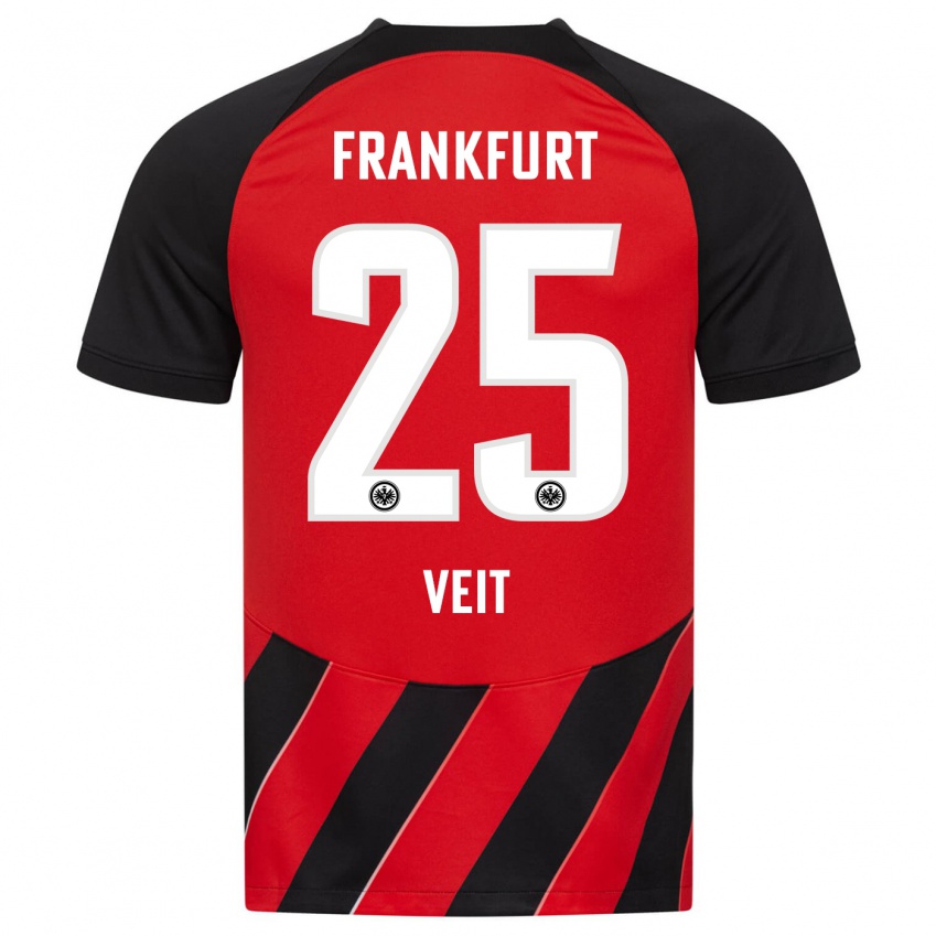 Herren Jella Veit #25 Rot Schwarz Heimtrikot Trikot 2023/24 T-Shirt Belgien