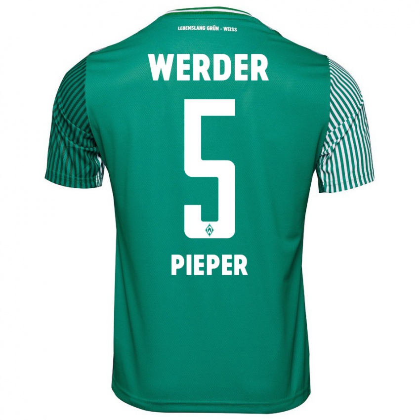 Herren Amos Pieper #5 Grün Heimtrikot Trikot 2023/24 T-Shirt Belgien