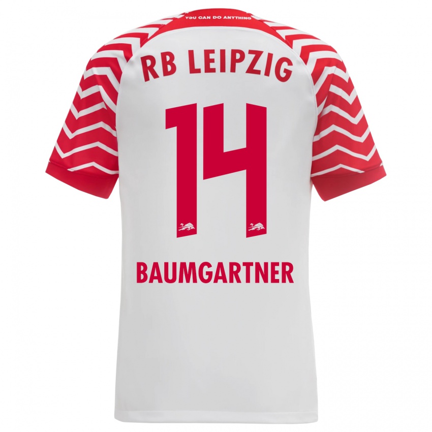 Homme Maillot Christoph Baumgartner #14 Blanc Tenues Domicile 2023/24 T-Shirt Belgique