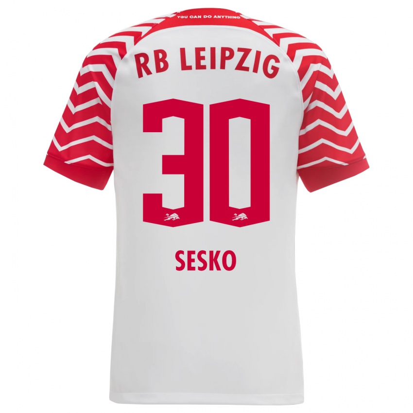 Herren Benjamin Sesko #30 Weiß Heimtrikot Trikot 2023/24 T-Shirt Belgien