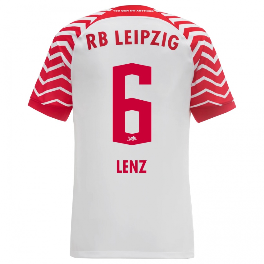 Herren Elias Lenz #6 Weiß Heimtrikot Trikot 2023/24 T-Shirt Belgien