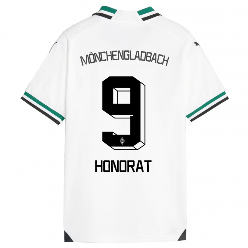 Homme Maillot Franck Honorat #9 Blanc Vert Tenues Domicile 2023/24 T-Shirt Belgique