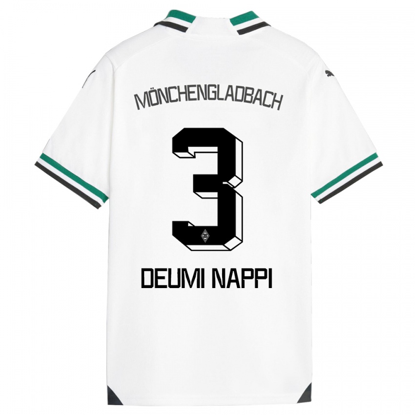 Homme Maillot Dimitrie Deumi Nappi #3 Blanc Vert Tenues Domicile 2023/24 T-Shirt Belgique