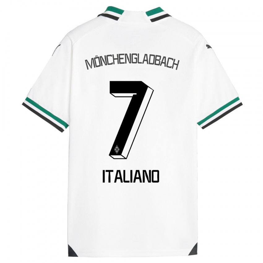 Homme Maillot Jacob Italiano #7 Blanc Vert Tenues Domicile 2023/24 T-Shirt Belgique