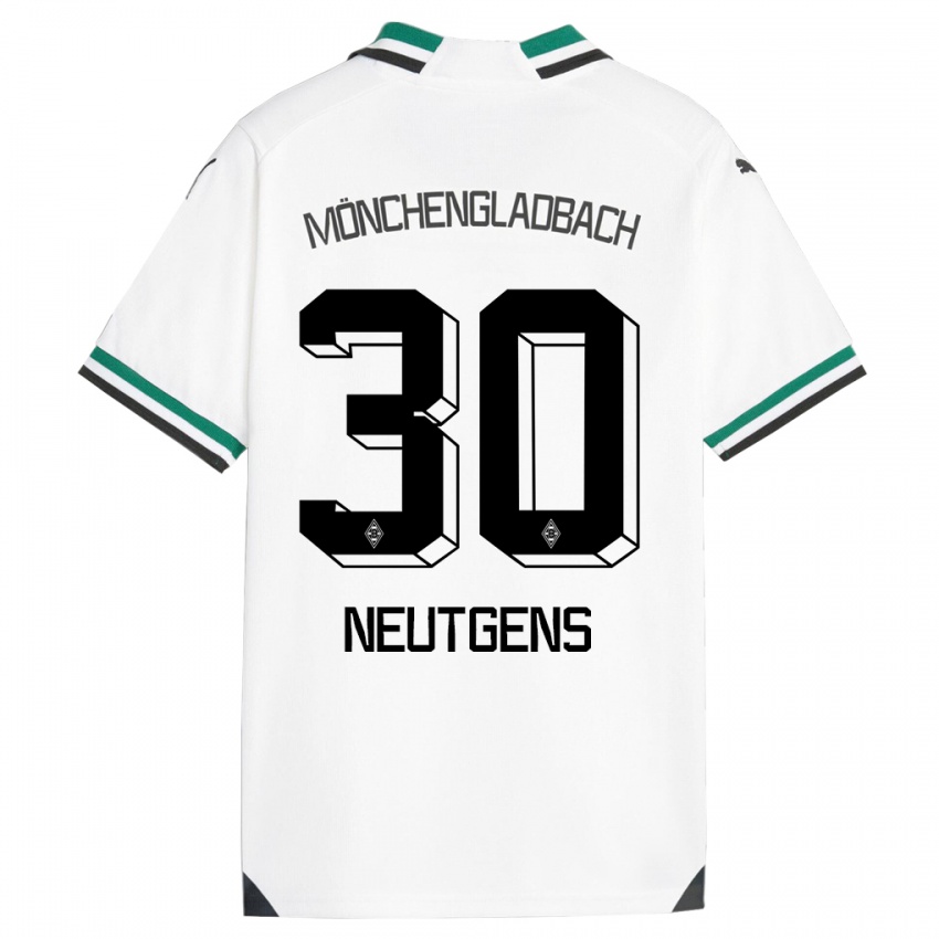 Homme Maillot Maximilian Neutgens #30 Blanc Vert Tenues Domicile 2023/24 T-Shirt Belgique