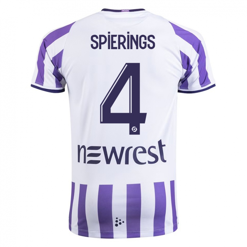 Herren Stijn Spierings #4 Weiß Heimtrikot Trikot 2023/24 T-Shirt Belgien
