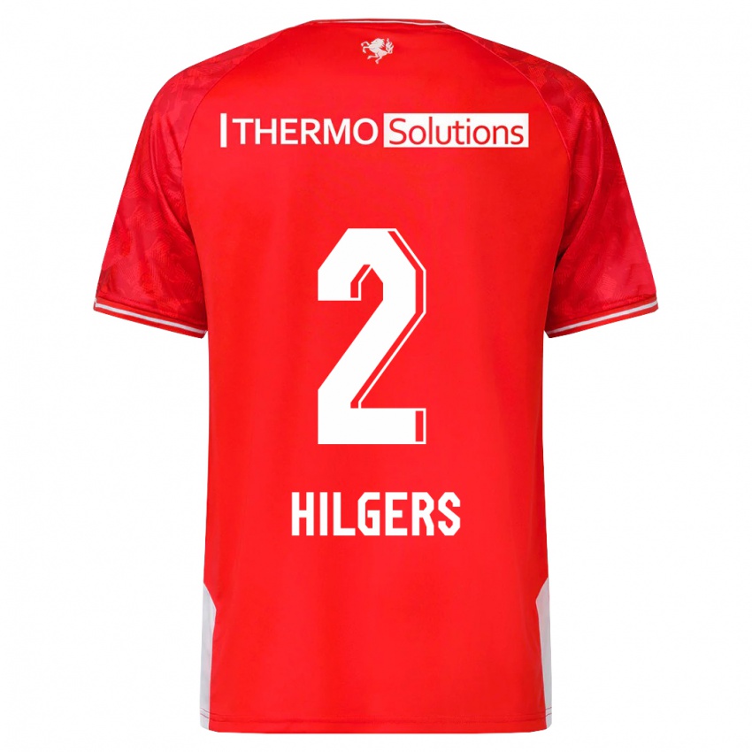 Herren Mees Hilgers #2 Rot Heimtrikot Trikot 2023/24 T-Shirt Belgien