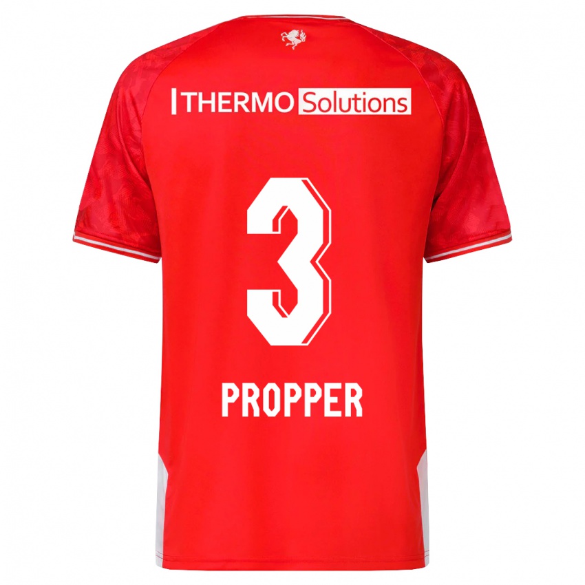Herren Robin Pröpper #3 Rot Heimtrikot Trikot 2023/24 T-Shirt Belgien