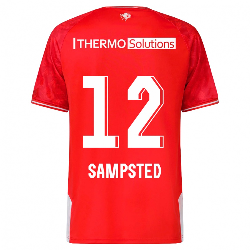 Herren Alfons Sampsted #12 Rot Heimtrikot Trikot 2023/24 T-Shirt Belgien