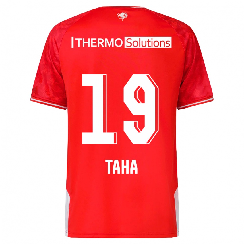 Herren Younes Taha #19 Rot Heimtrikot Trikot 2023/24 T-Shirt Belgien