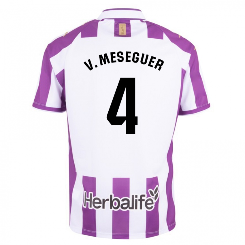 Herren Víctor Meseguer #4 Lila Heimtrikot Trikot 2023/24 T-Shirt Belgien