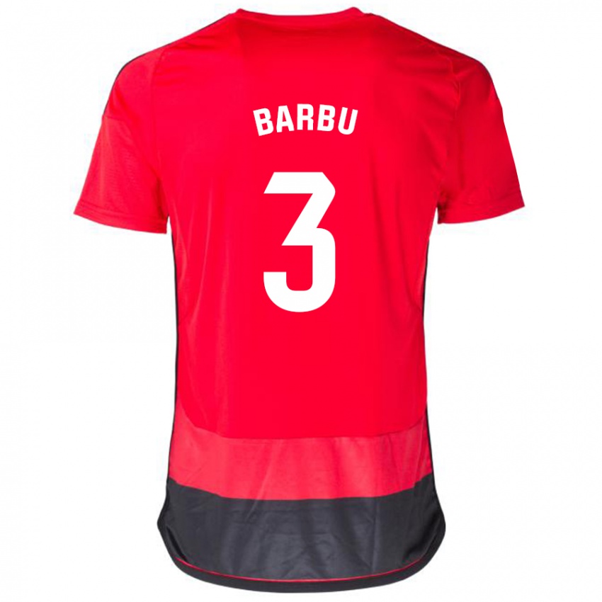 Herren Álex Barbu #3 Rot Schwarz Heimtrikot Trikot 2023/24 T-Shirt Belgien