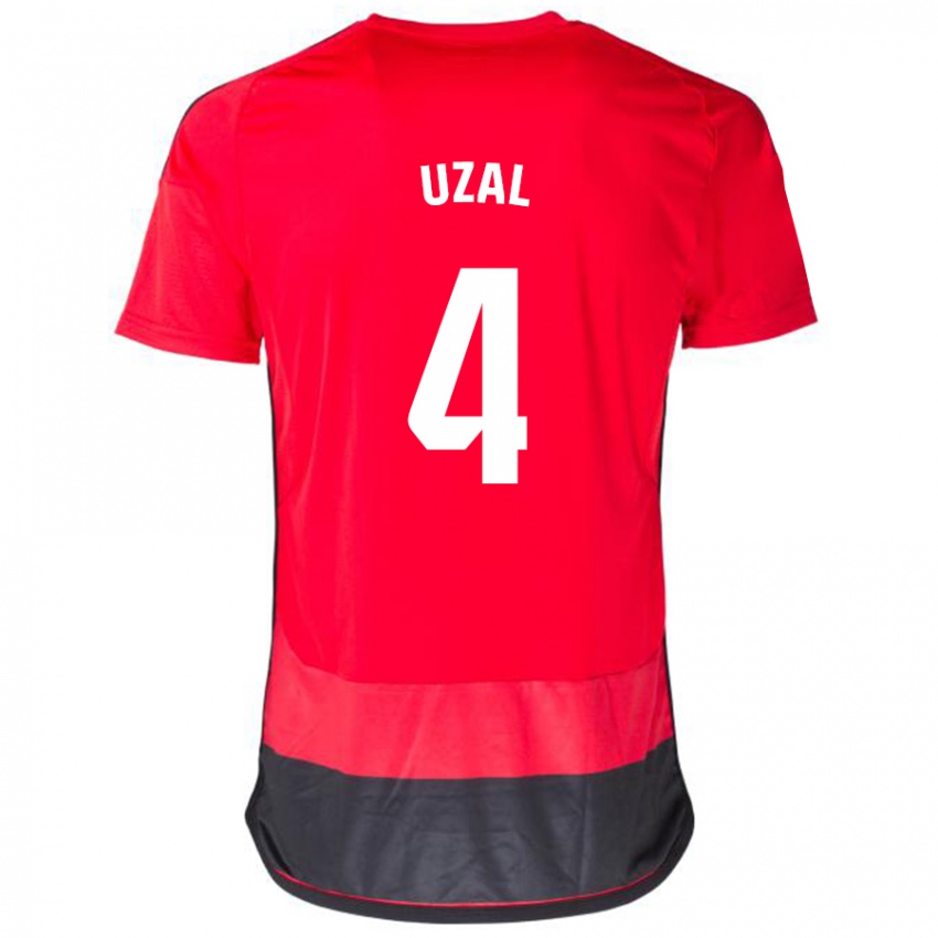 Herren Yeray Uzal #4 Rot Schwarz Heimtrikot Trikot 2023/24 T-Shirt Belgien