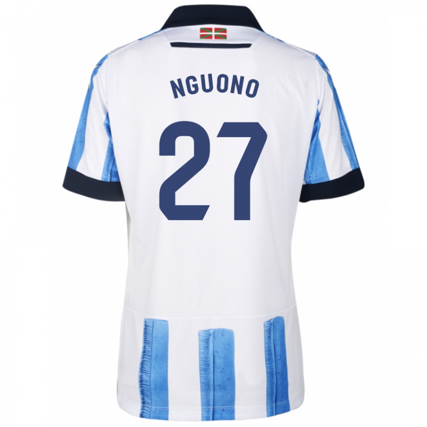 Herren Job Nguono #27 Blau Weiss Heimtrikot Trikot 2023/24 T-Shirt Belgien