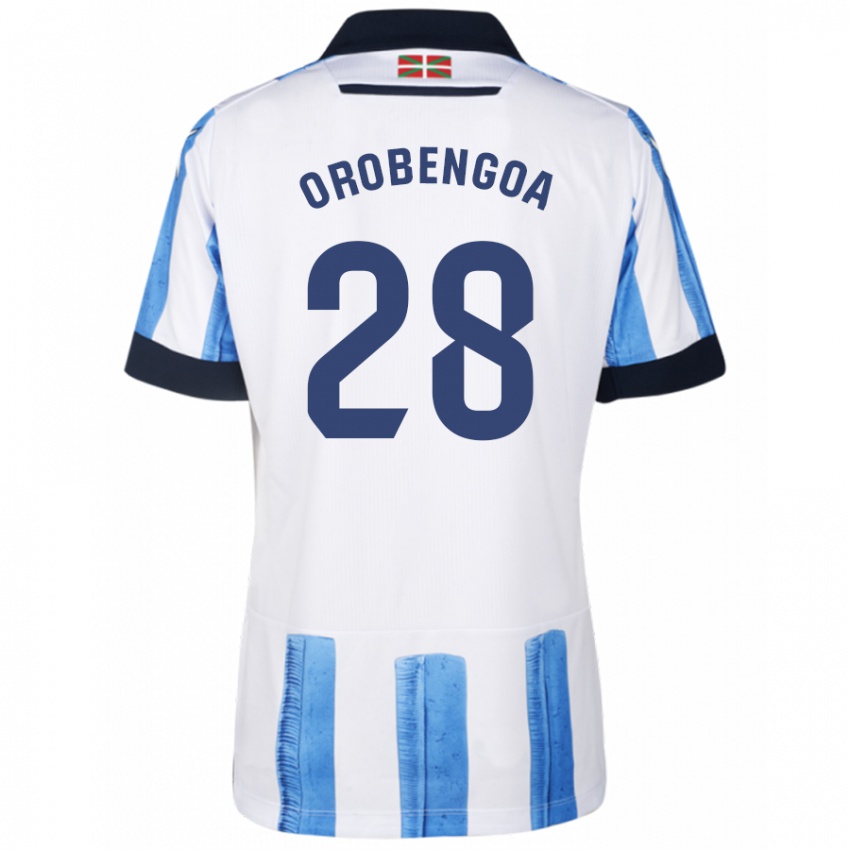 Heren Ekain Orobengoa #28 Blauw Wit Thuisshirt Thuistenue 2023/24 T-Shirt België