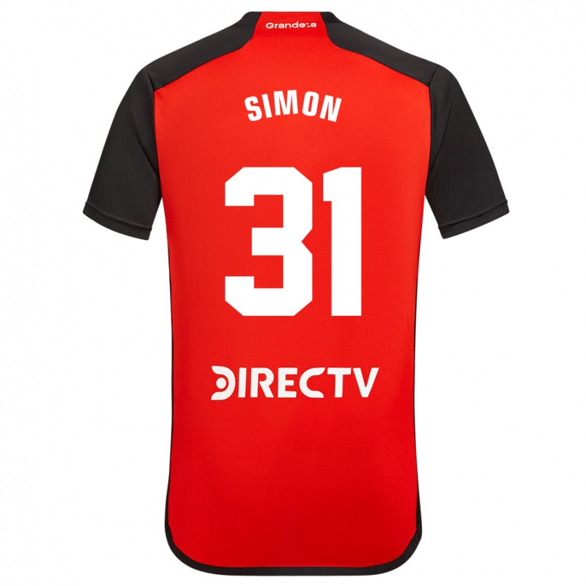 Herren Santiago Simon #31 Rot Auswärtstrikot Trikot 2023/24 T-Shirt Belgien