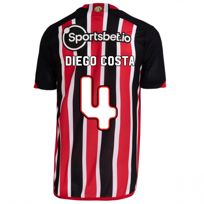 Heren Diego Costa #4 Blauw Rood Uitshirt Uittenue 2023/24 T-Shirt België