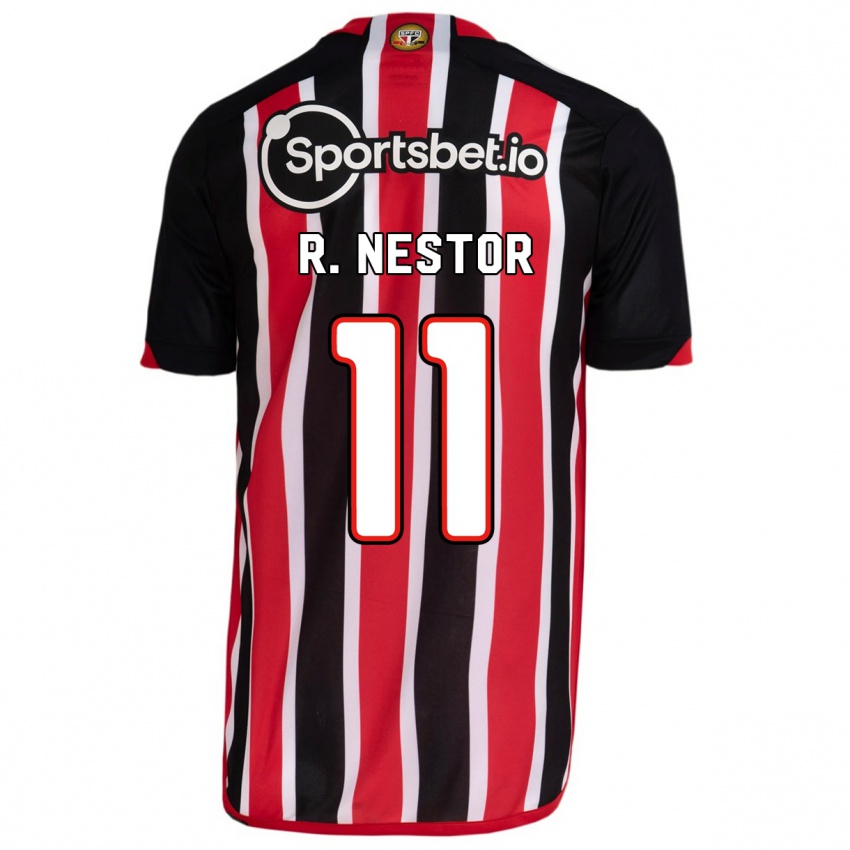Heren Rodrigo Nestor #11 Blauw Rood Uitshirt Uittenue 2023/24 T-Shirt België