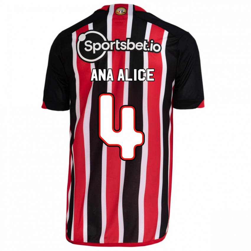 Herren Ana Alice Luciano Da Silva #4 Blau Rot Auswärtstrikot Trikot 2023/24 T-Shirt Belgien