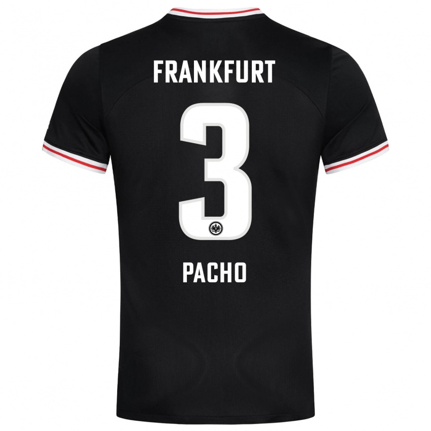 Herren Willian Pacho #3 Schwarz Auswärtstrikot Trikot 2023/24 T-Shirt Belgien