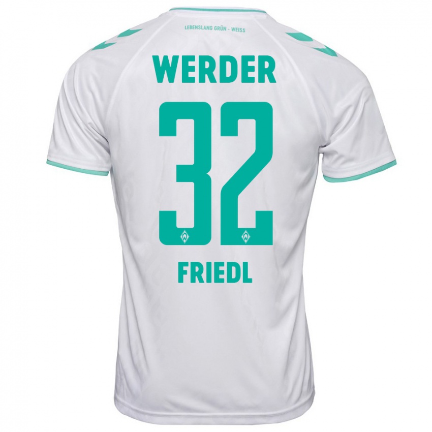 Herren Marco Friedl #32 Weiß Auswärtstrikot Trikot 2023/24 T-Shirt Belgien