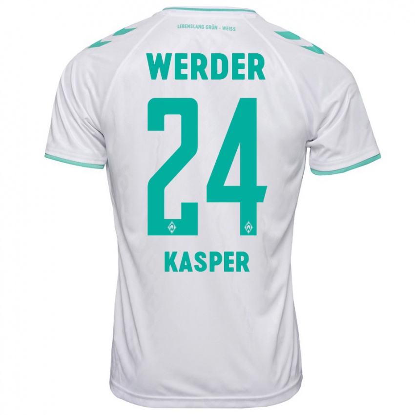 Herren Dominik Kasper #24 Weiß Auswärtstrikot Trikot 2023/24 T-Shirt Belgien
