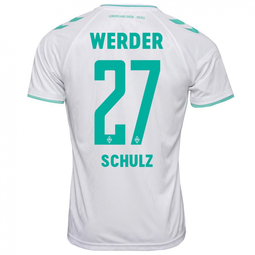 Herren Ole Schulz #27 Weiß Auswärtstrikot Trikot 2023/24 T-Shirt Belgien