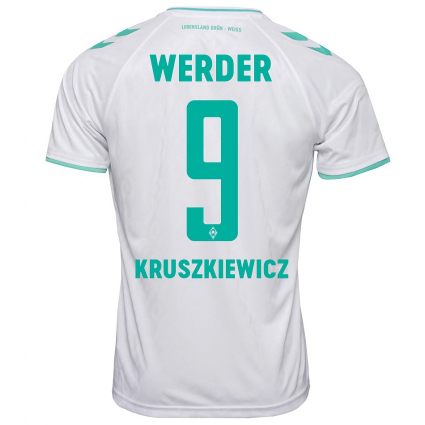 Herren Jakub Kruszkiewicz #9 Weiß Auswärtstrikot Trikot 2023/24 T-Shirt Belgien