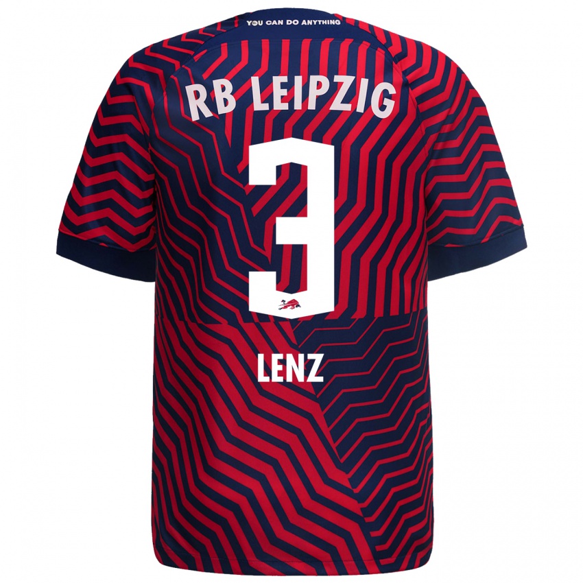 Herren Christopher Lenz #3 Blau Rot Auswärtstrikot Trikot 2023/24 T-Shirt Belgien