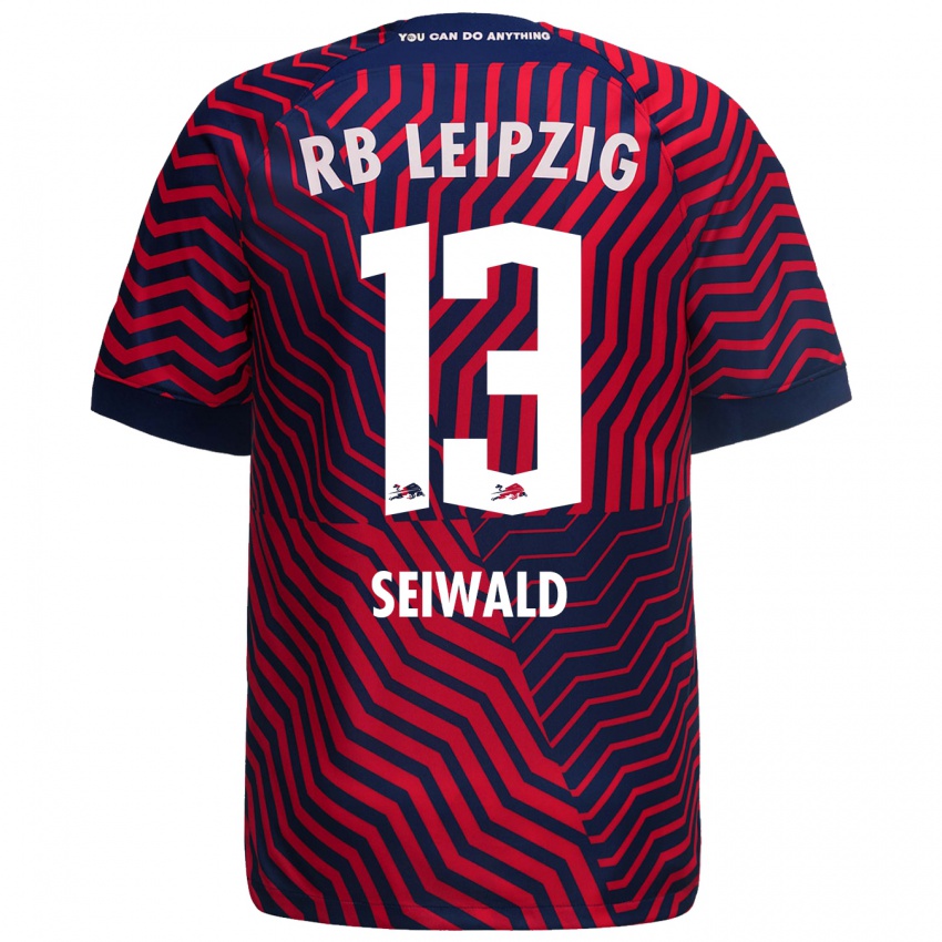 Herren Nicolas Seiwald #13 Blau Rot Auswärtstrikot Trikot 2023/24 T-Shirt Belgien