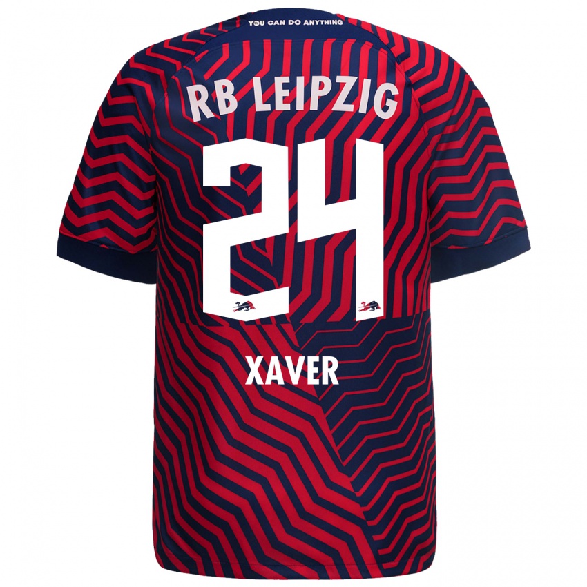 Herren Xaver Schlager #24 Blau Rot Auswärtstrikot Trikot 2023/24 T-Shirt Belgien