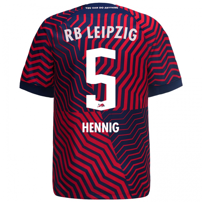 Homme Maillot Lenny Hennig #5 Bleu Rouge Tenues Extérieur 2023/24 T-Shirt Belgique