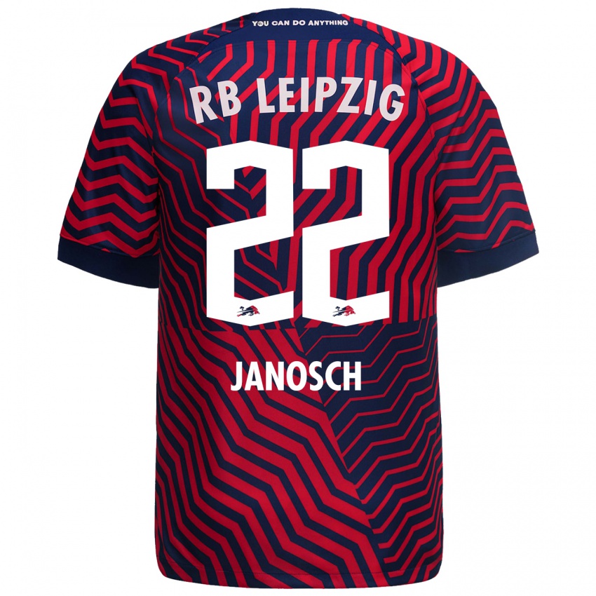 Herren Luca Janosch #22 Blau Rot Auswärtstrikot Trikot 2023/24 T-Shirt Belgien