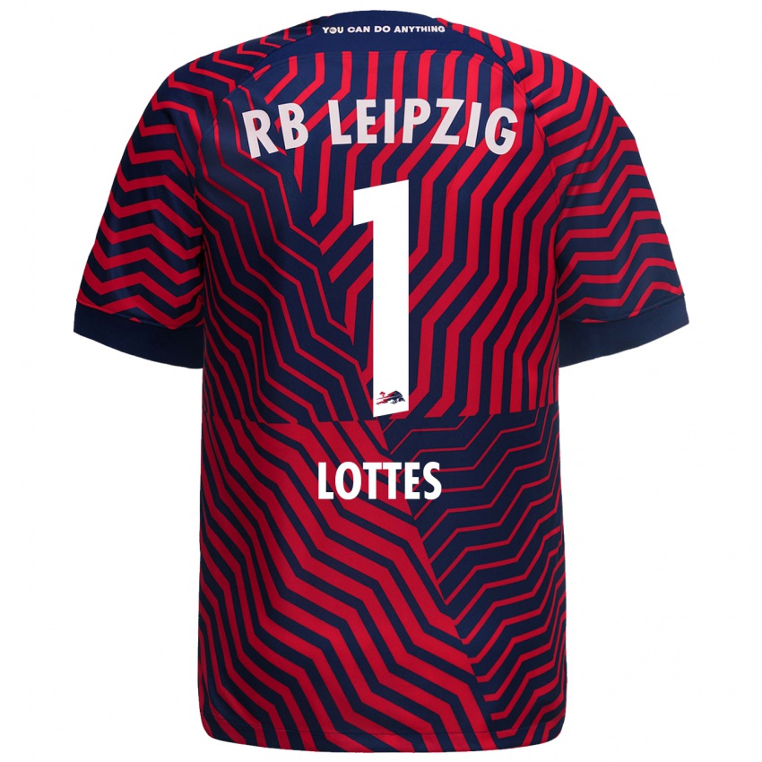 Herren Benjamin Lottes #1 Blau Rot Auswärtstrikot Trikot 2023/24 T-Shirt Belgien