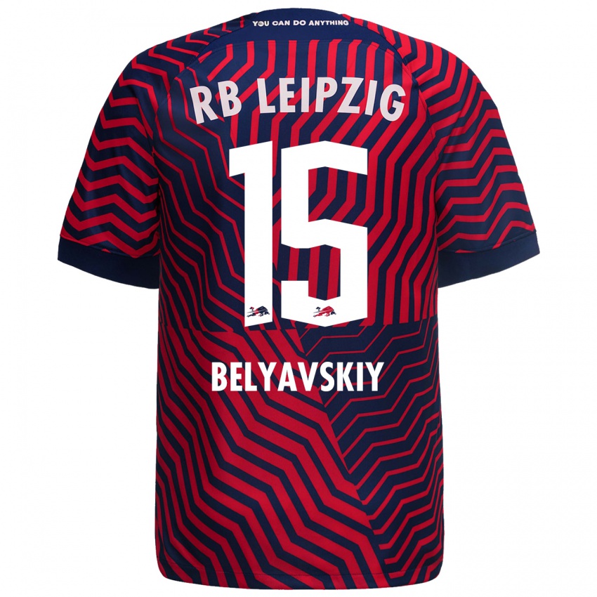 Herren David Belyavskiy #15 Blau Rot Auswärtstrikot Trikot 2023/24 T-Shirt Belgien