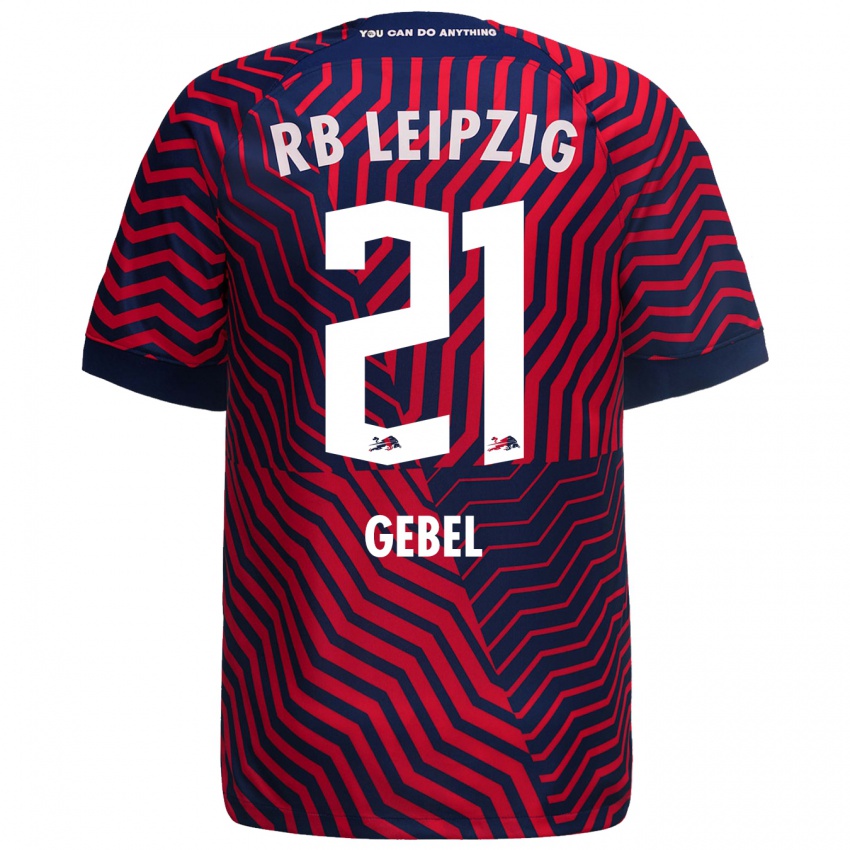 Herren Viggo Gebel #21 Blau Rot Auswärtstrikot Trikot 2023/24 T-Shirt Belgien