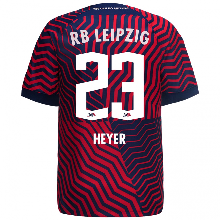 Herren Friedrich Heyer #23 Blau Rot Auswärtstrikot Trikot 2023/24 T-Shirt Belgien