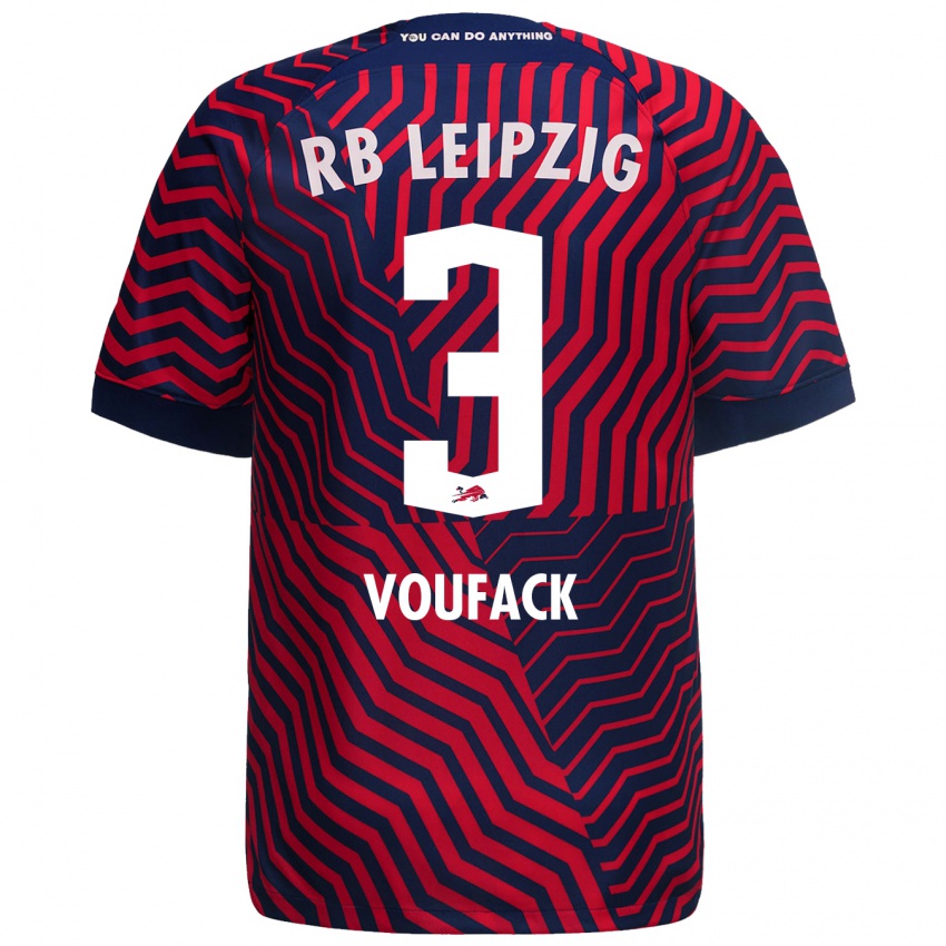 Herren Lionel Voufack #3 Blau Rot Auswärtstrikot Trikot 2023/24 T-Shirt Belgien