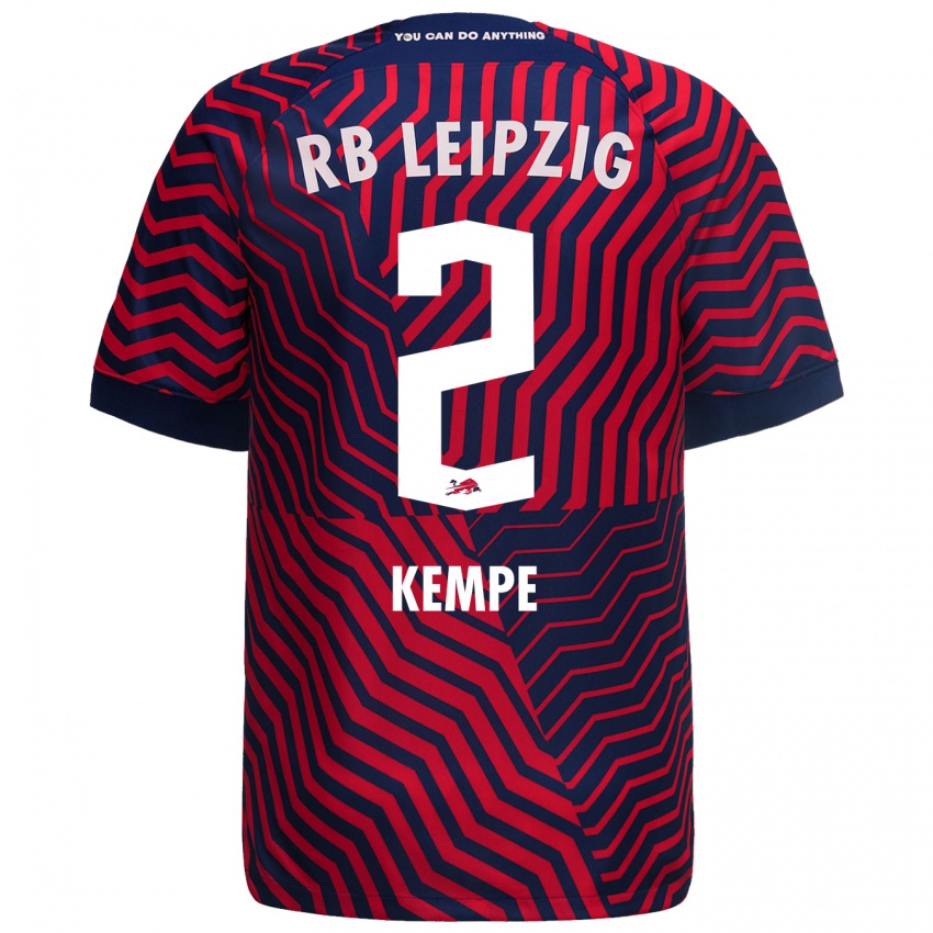 Herren Frederike Kempe #2 Blau Rot Auswärtstrikot Trikot 2023/24 T-Shirt Belgien