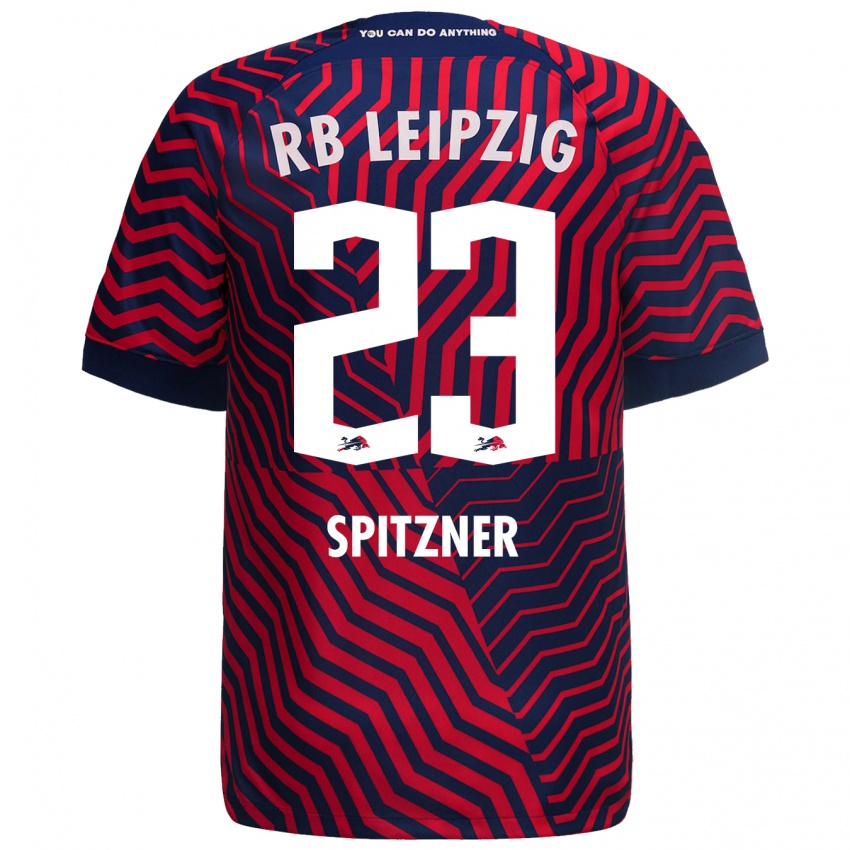 Herren Kyra Spitzner #23 Blau Rot Auswärtstrikot Trikot 2023/24 T-Shirt Belgien