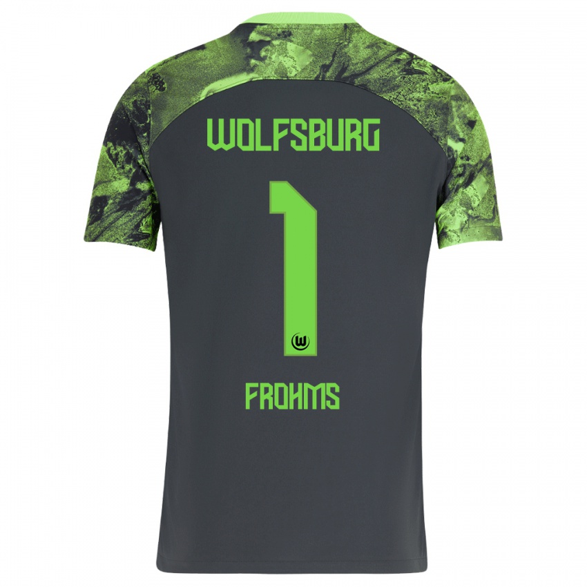 Herren Merle Frohms #1 Dunkelgrau Auswärtstrikot Trikot 2023/24 T-Shirt Belgien