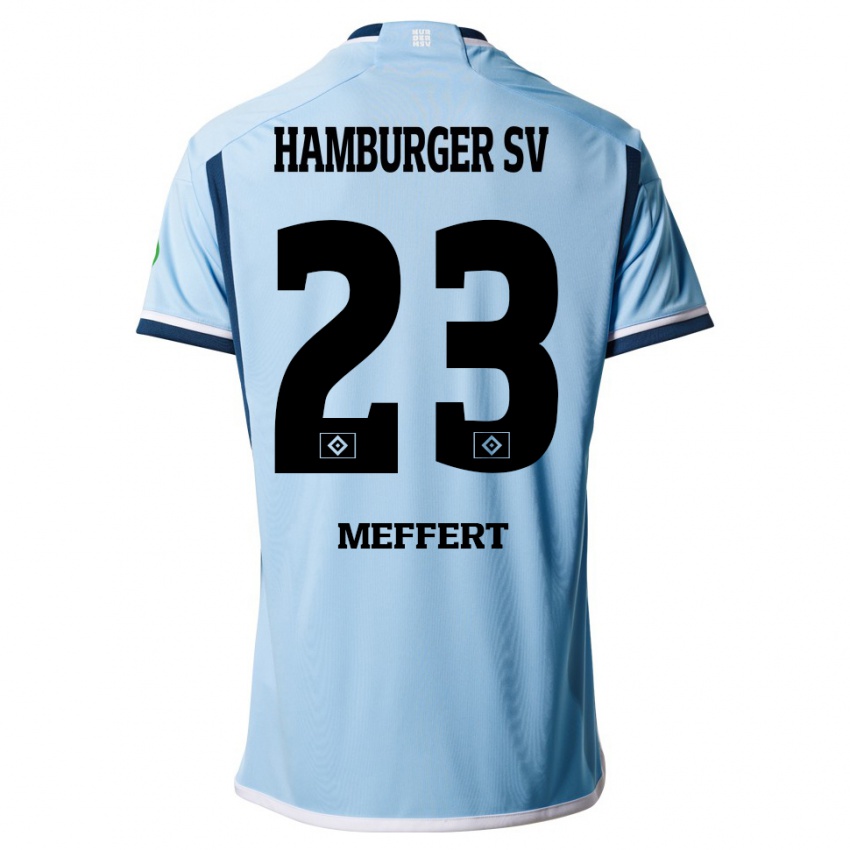 Herren Jonas Meffert #23 Blau Auswärtstrikot Trikot 2023/24 T-Shirt Belgien