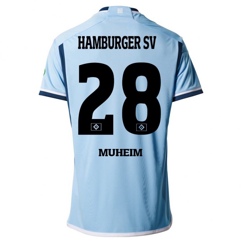 Herren Miro Muheim #28 Blau Auswärtstrikot Trikot 2023/24 T-Shirt Belgien