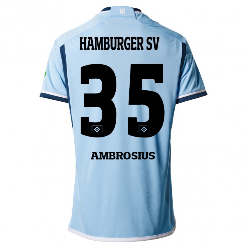 Herren Stephan Ambrosius #35 Blau Auswärtstrikot Trikot 2023/24 T-Shirt Belgien